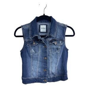 Mudd Y2K Blue Denim Sleeveless Button Front Jean‎ Trucker Vest Size Small